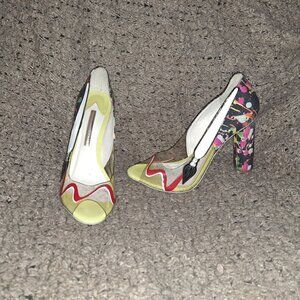 SOPHIA WEBSTER-Multicolor PVC/Fabric-PARTY LIKE POLLOCK-Peep Toe Pumps-Sz 40-EX
